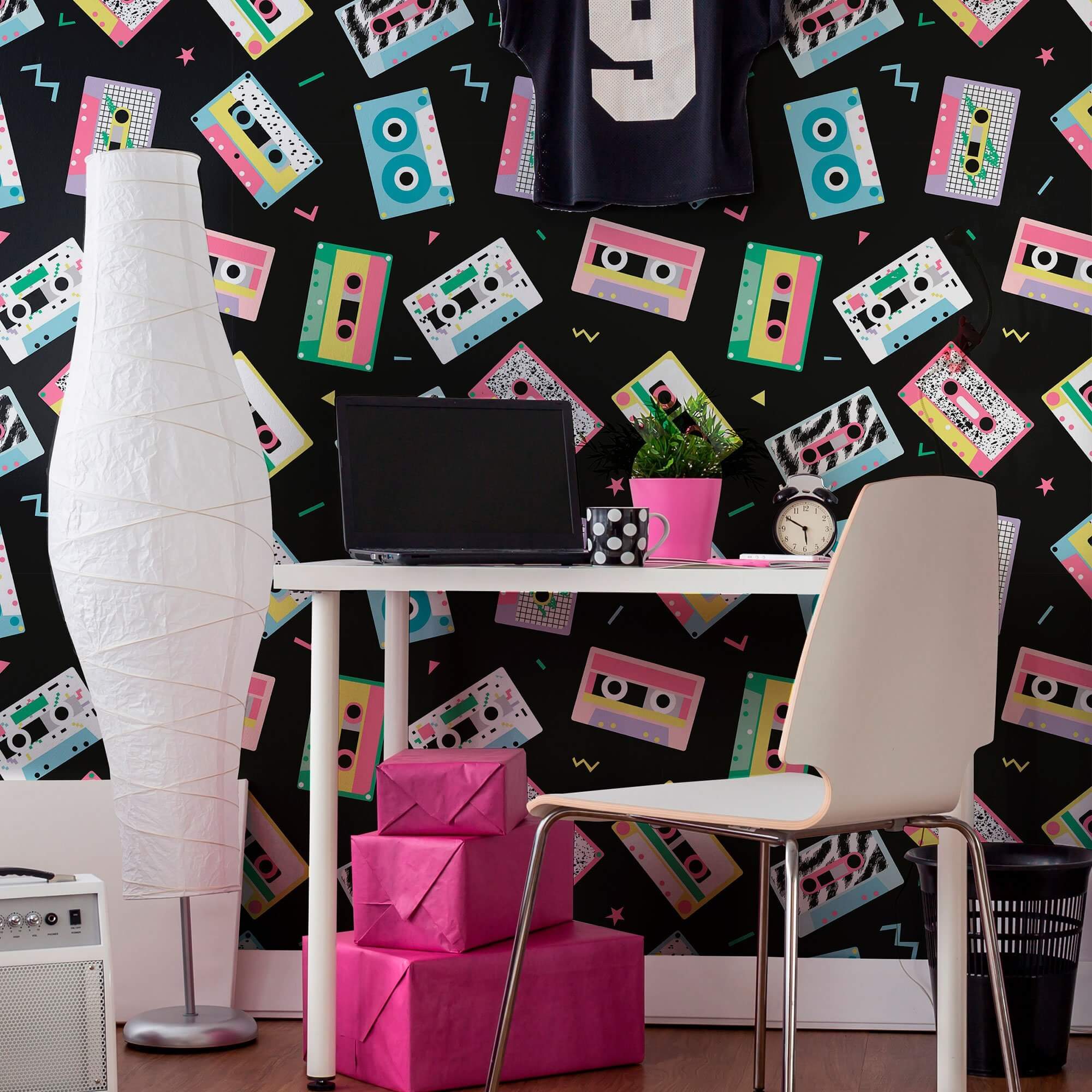 Charcoal & Yellow Retro Peel and Stick Removable Wallpaper for Teens - Self-Adhesive Decorative Wall Covering for Bedrooms, Dorm Rooms & Home Decor