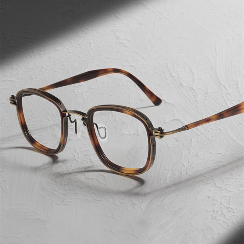 Stylish Black Unisex Square Titanium Acetate Eyeglasses - Lightweight & Durable Full Rim Glasses for Men & Women - Perfect for Work, Reading & Fashion Accessories