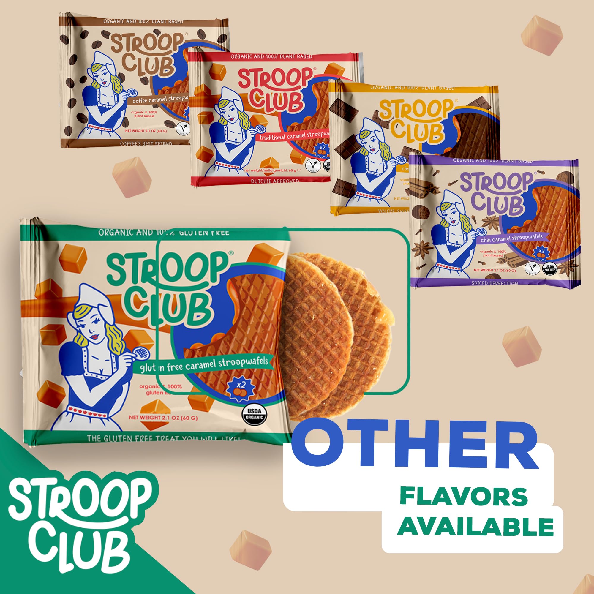 Gluten Free Dutch Caramel Stroopwafels - Organic Original Stroopwafel Cookies (12 Pack of 2, 24 Waffles) | Perfect for Coffee Pairing, Gifts & Snacking