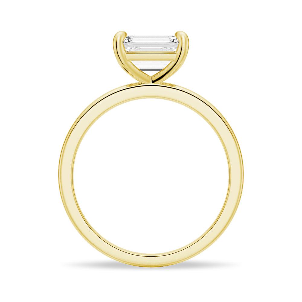 East West Emerald Cut Solitaire Engagement Ring - 14K Gold Diamond Wedding Band for Women - Perfect for Proposals, Anniversaries & Special Occasions