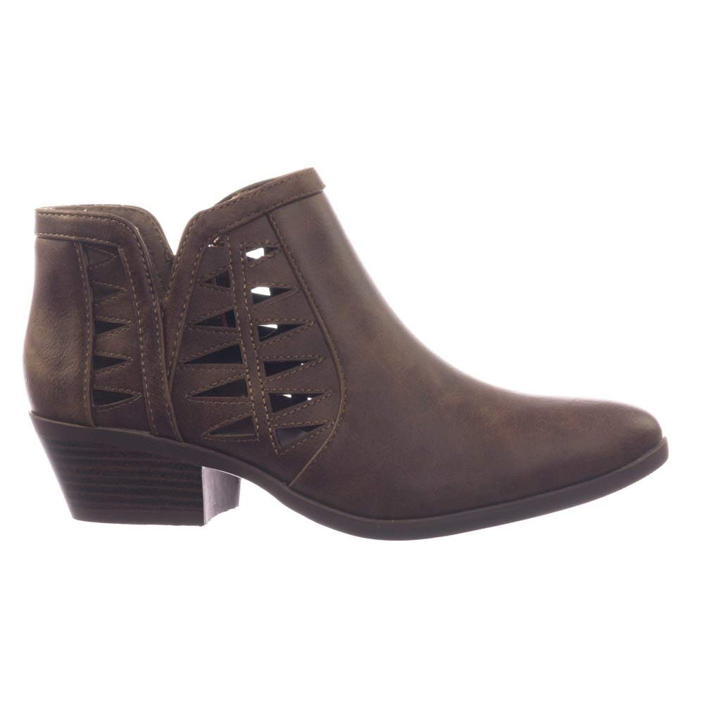 Women's 'Chance' Cut Out Ankle Boots - Cognac Brown Leather Booties Size 7.5 US | Stylish Heeled Shoes for Night Out, Party & Fall Fashion