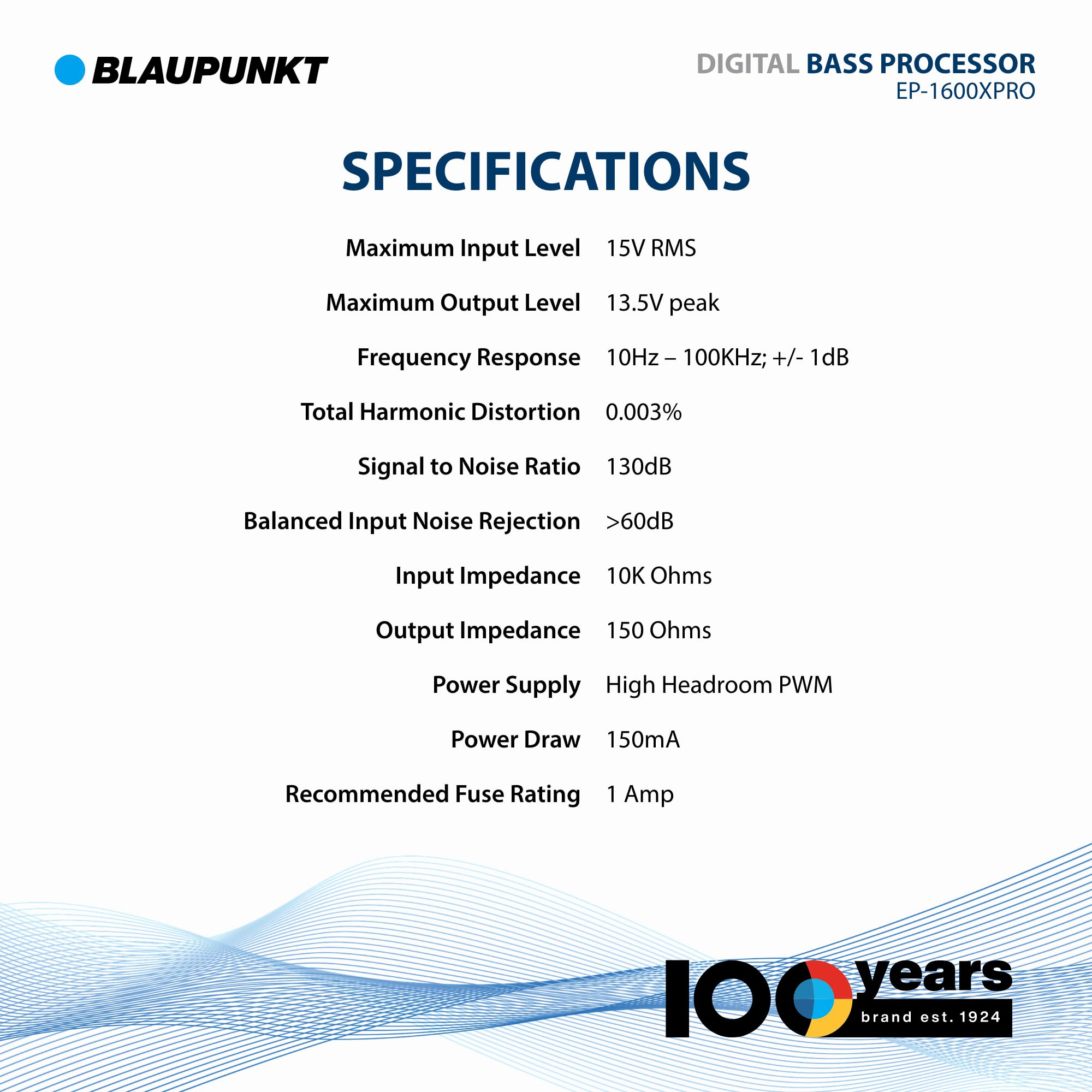 BLAUPUNKT EP-1600XPRO Digital Bass Enhancer Processor - Car Audio Booster with Digital Sound Restoration, Maximizer & Reproducer - Black - Perfect for Car Audio Systems & Bass Enhancement