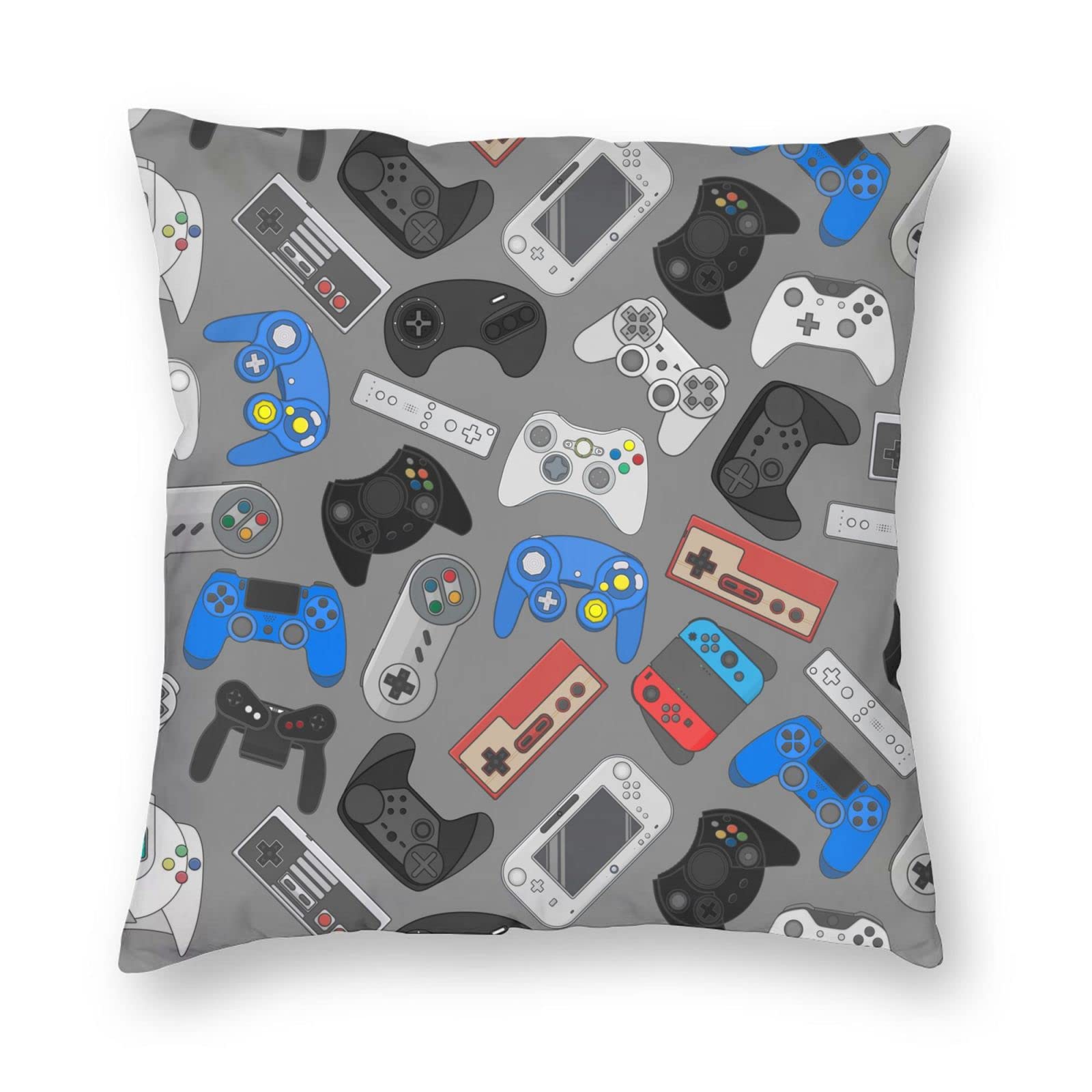 Perinsto 18x18 Inch Video Game Throw Pillow Covers - Soft Gamer Decorative Square Pillowcases for Sofa, Couch & Bed - Perfect for Gaming Rooms, Living Room Decor & Gamer Gifts