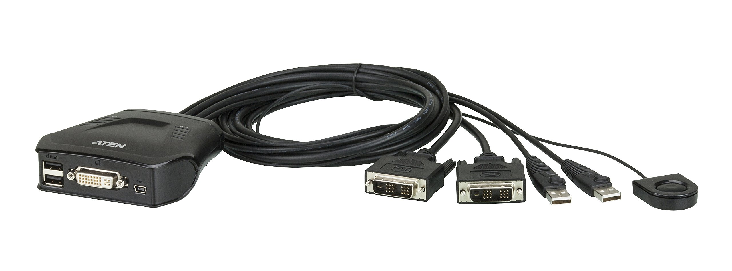 Aten CS22D 2-Port USB DVI KVM Switch - Seamless Dual Computer Control for Home Office & Gaming Setup