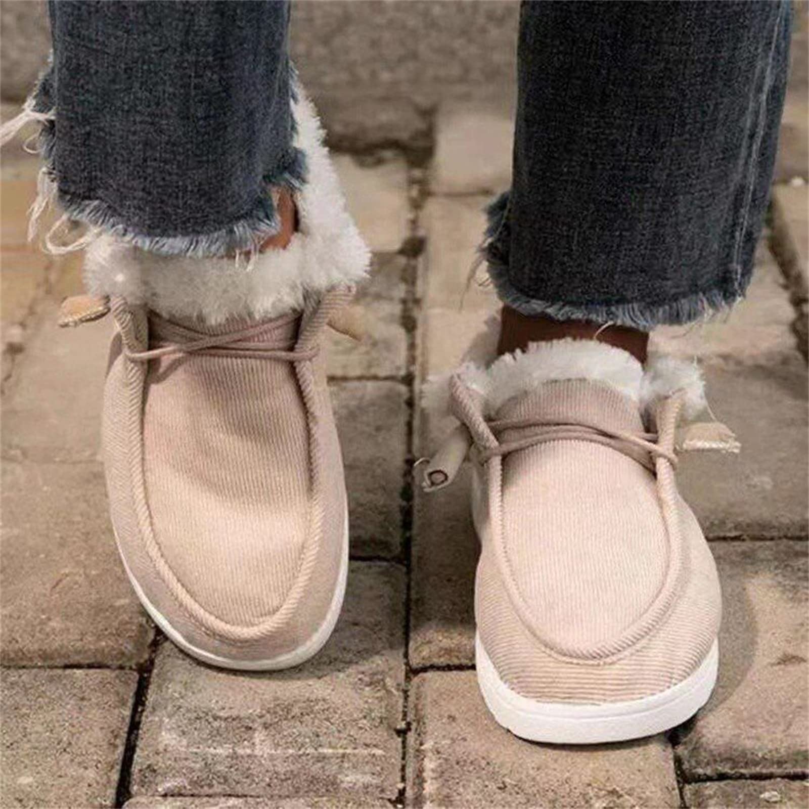 Ladmiple Women's Winter Snow Boots - Warm Fur Lined Ankle Booties with Anti-Slip Sole | Comfortable Slip On Shoes for Outdoor Activities, Snowy Days & Casual Wear