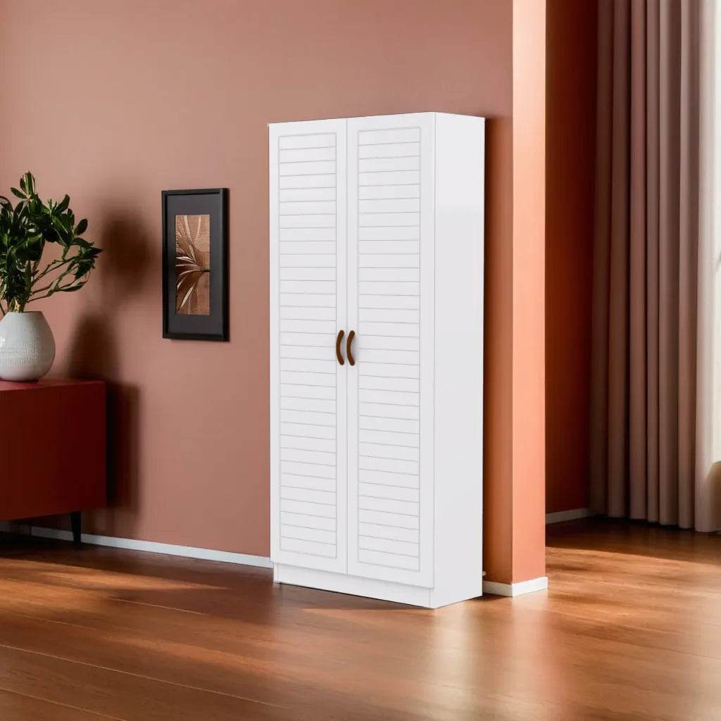 Jimene White Tall Shoe Cabinet - 6-Tier Shoe Organizer with Doors, Modern Entryway Storage for Shoes, Boots & Accessories - Perfect for Hallway, Closet & Bedroom Organization