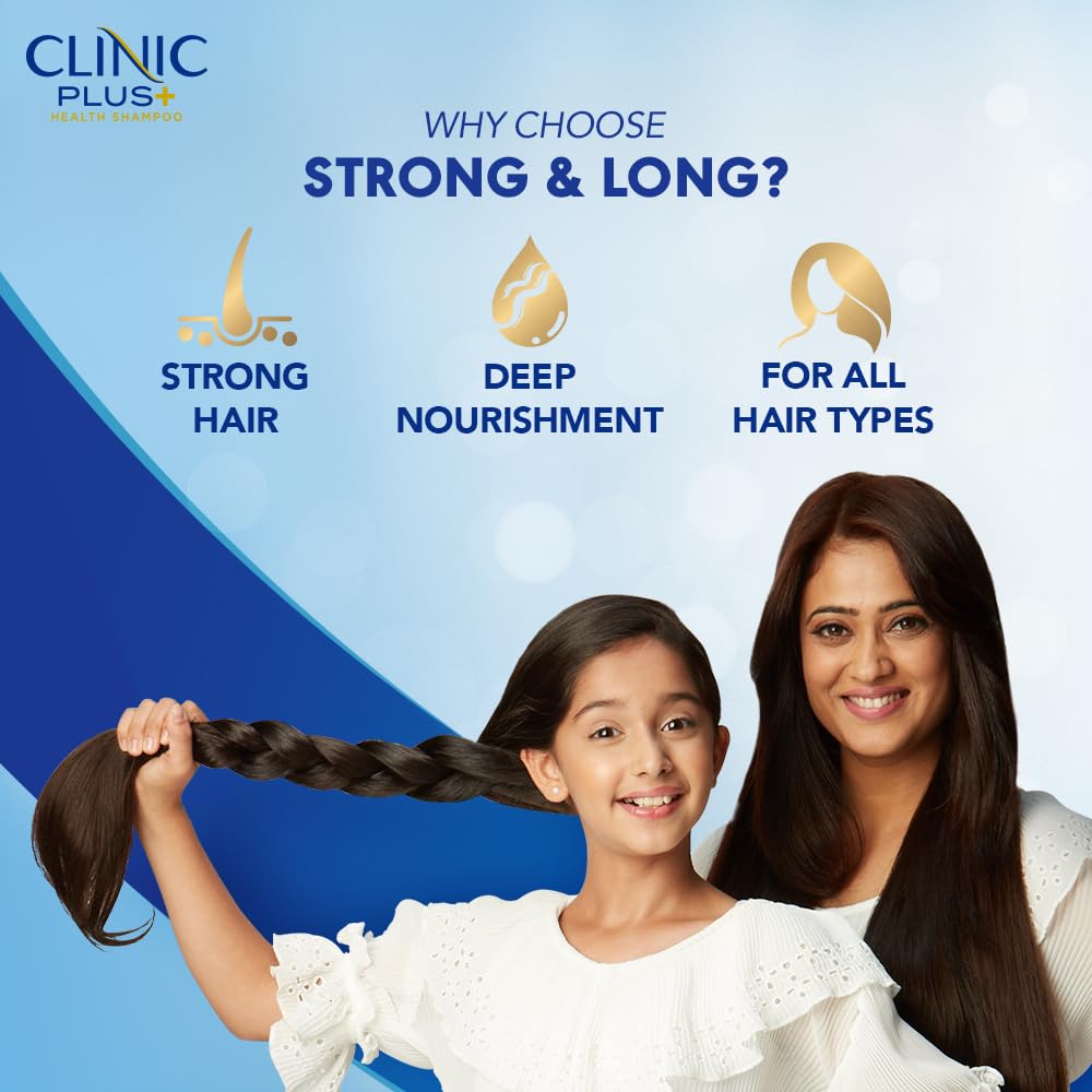 Clinic Plus Strong & Long Hair Growth Shampoo 12oz (355ml) with Milk Proteins & Multivitamins - Strengthening Shampoo for Healthy, Long Hair - Perfect for Daily Hair Care & Scalp Nourishment
