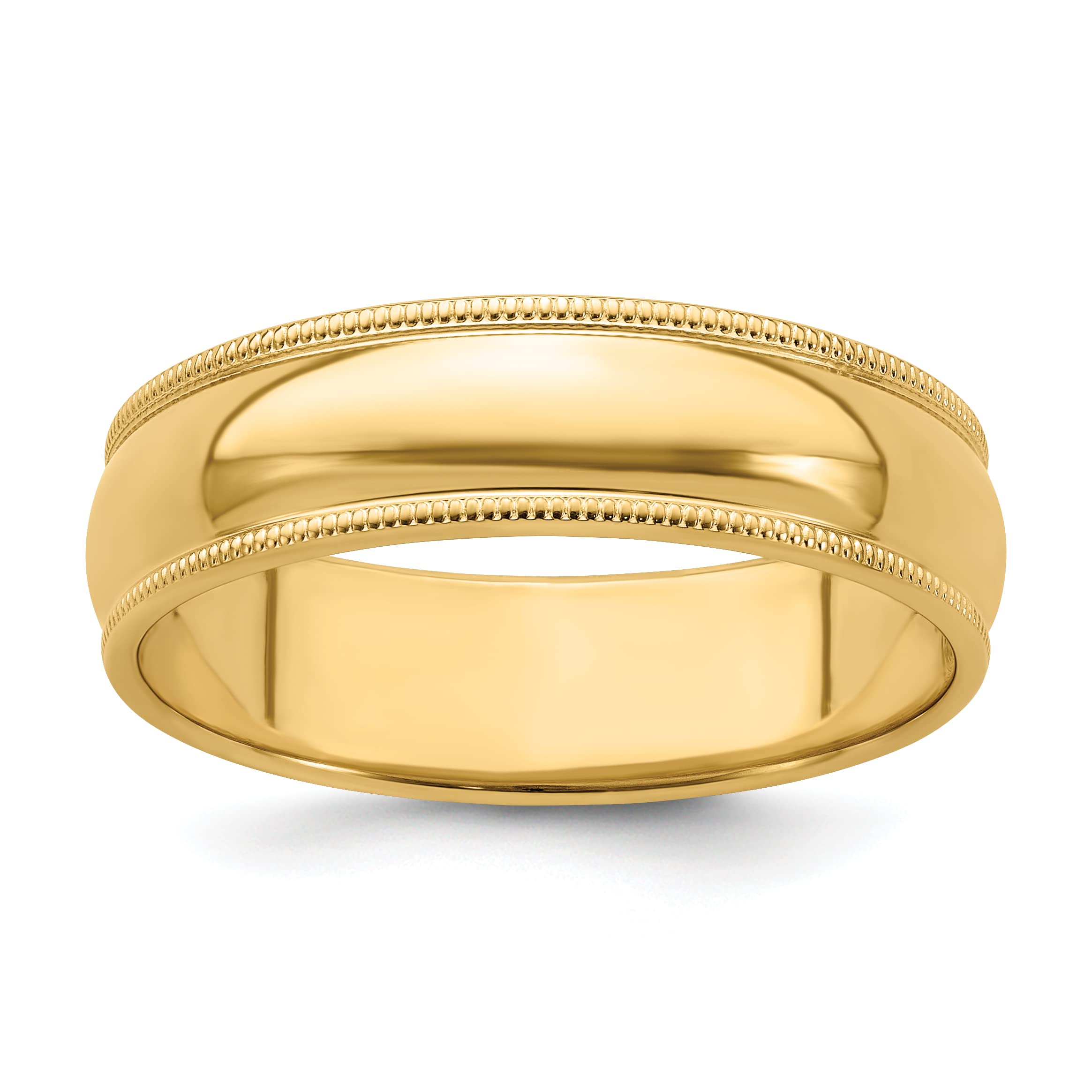 10K Solid Yellow Gold 6mm Milgrain Half-Round Wedding Band Ring for Men & Women - Perfect for Anniversaries, Engagements, and Everyday Wear