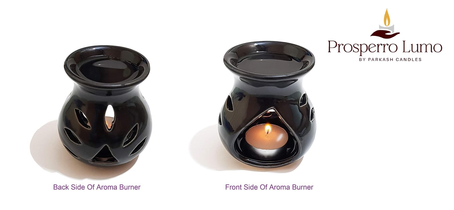 PROSPERRO LUMO Ceramic Clay Candle Operated Aroma Diffuser - Black Home Decor for Relaxation & Aromatherapy | Perfect for Bedroom, Bathroom & Living Room