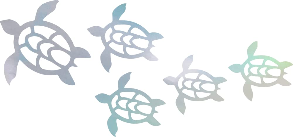 Premium Waterproof Vinyl Decal Stickers - Hawaii Family Turtles Swimming Holographic Design (Set of 2) for Laptop, Phone, Helmet, Car Window, Bumper, Mug, Cup, Door & Wall Decor - Perfect for Beach Themed Rooms, Ocean Lover Gifts and Tropical Home Decor