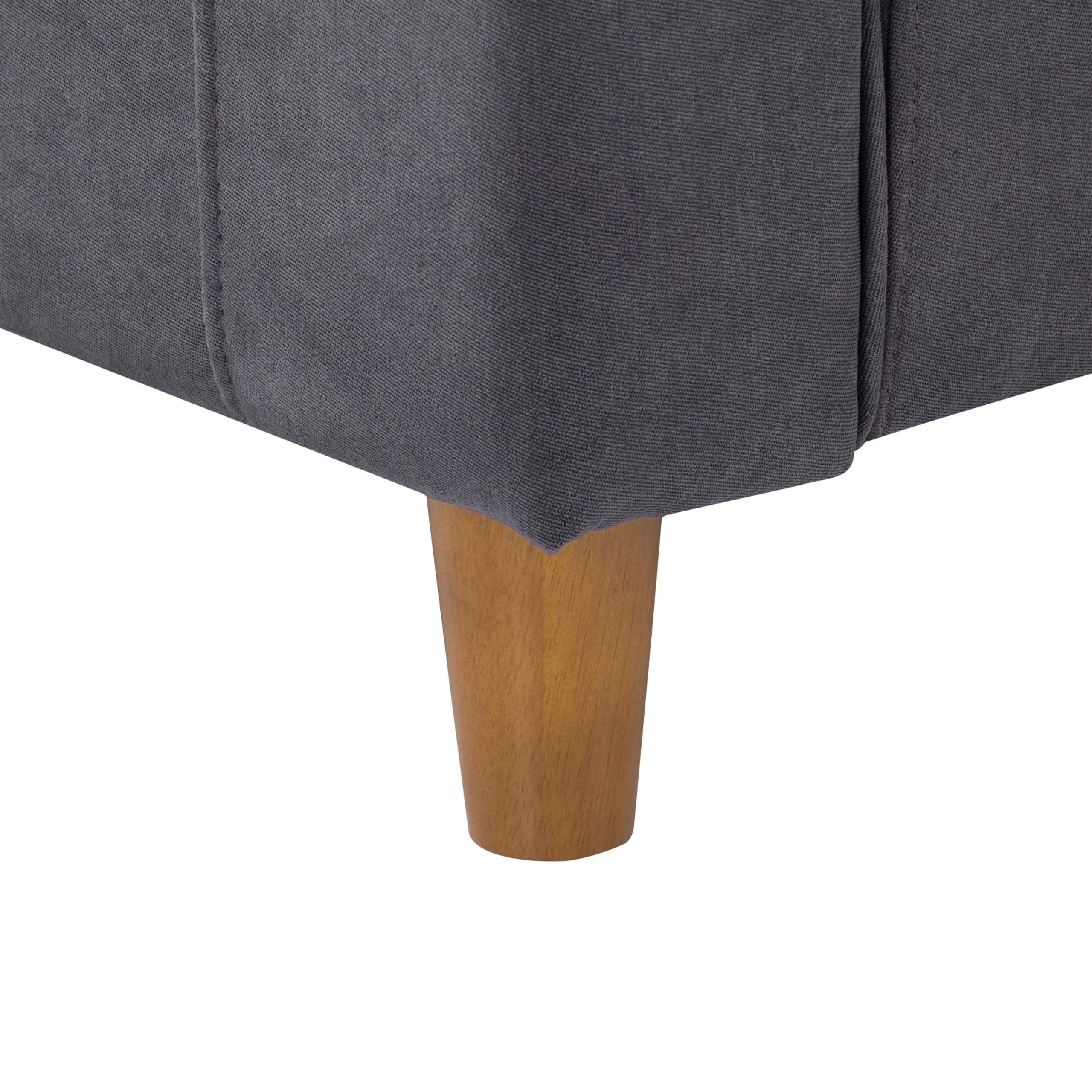 Caroline Modern Dark Gray Fabric Upholstered Accent Armchair with Wood Legs - Stylish Living Room Seating for Home Office, Lounge & Reading Nook