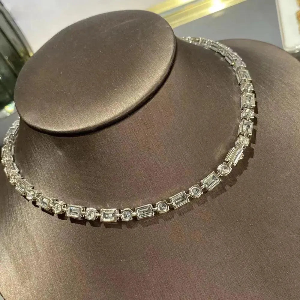 925 Sterling Silver Emerald Cut Moissanite Necklace for Women - Wedding, Party & Fine Jewelry - Elegant Gift for Her, Anniversary & Special Occasions