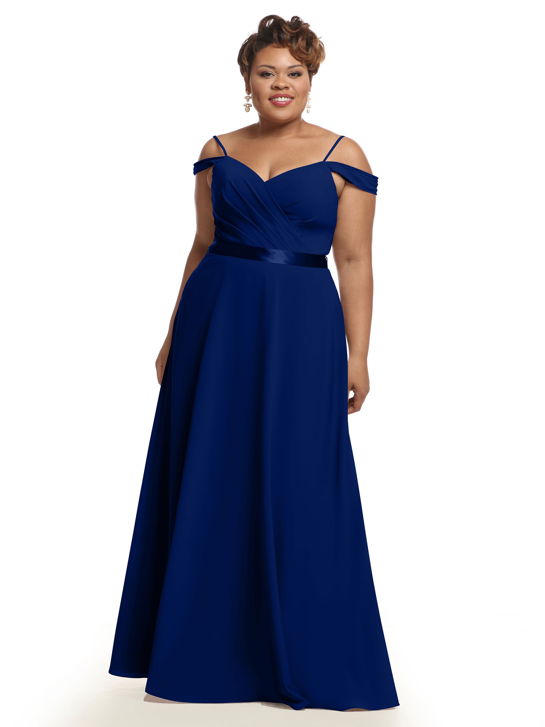 Elegant Off Shoulder Chiffon Bridesmaid Dress with Sash - Flowy A-Line Design for Weddings, Parties & Special Occasions