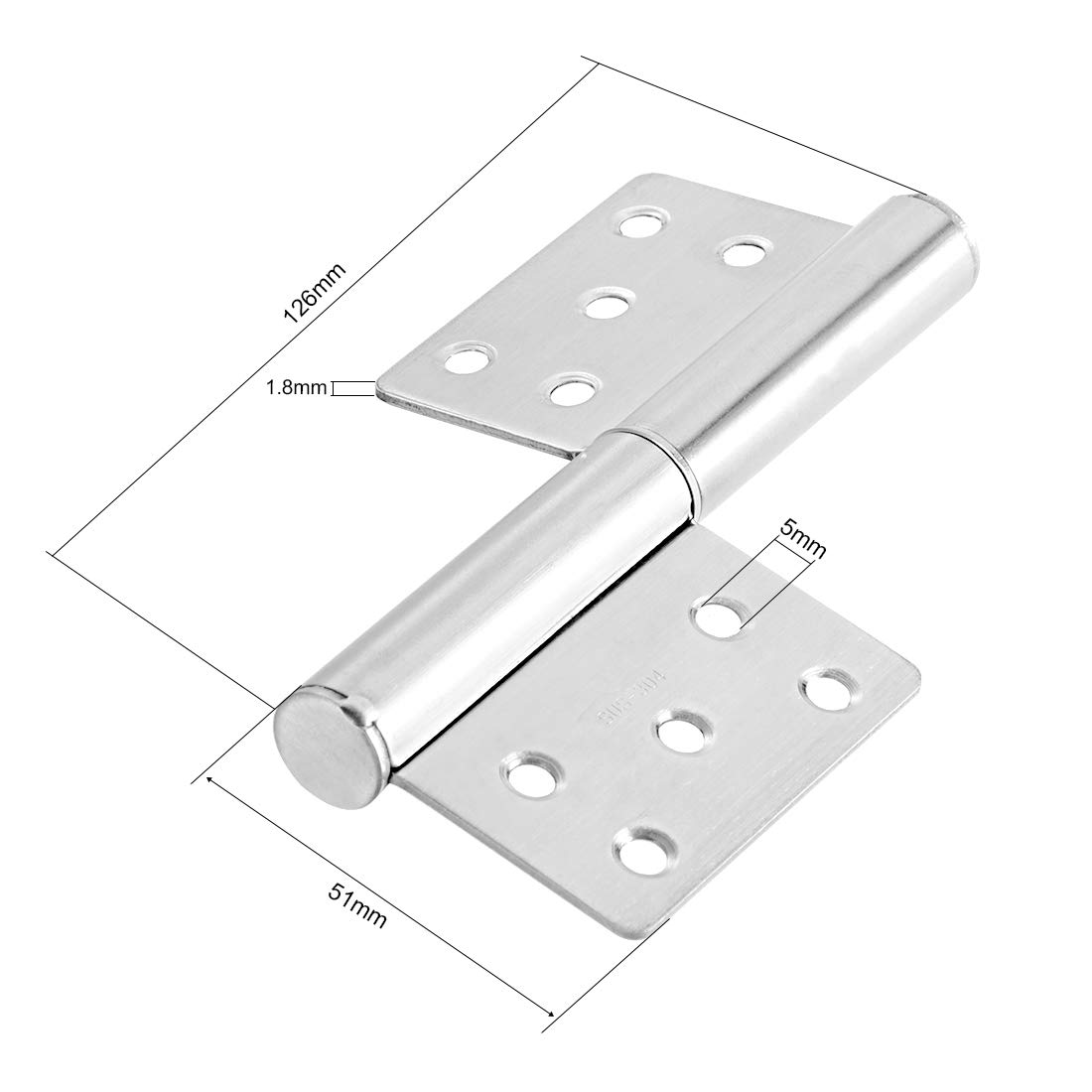 Stainless Steel Cabinet Hinges 5 Inch - Heavy Duty Lift Off Slip Joint Flag Hinges with 10 Holes (4 Pack) - Perfect for Kitchen Cabinets, Furniture Doors & DIY Projects