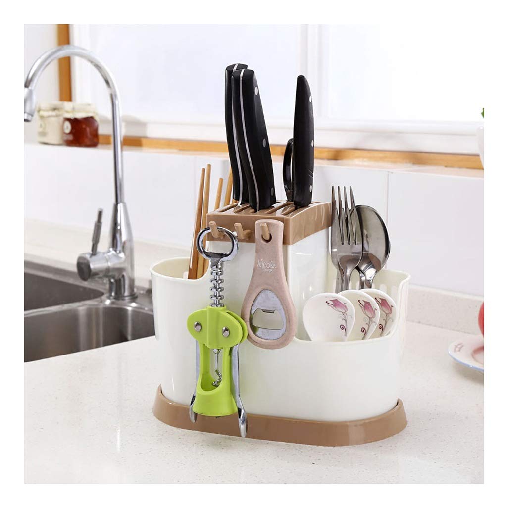 Stainless Steel Knife Holder & Organizer Stand - 6 Slot Kitchen Knife Dock Rack with Spatula Holder - Premium Cutlery Storage Accessories for Chef & Home Cook (Ideal for Countertop Organization & Safe Knife Storage)