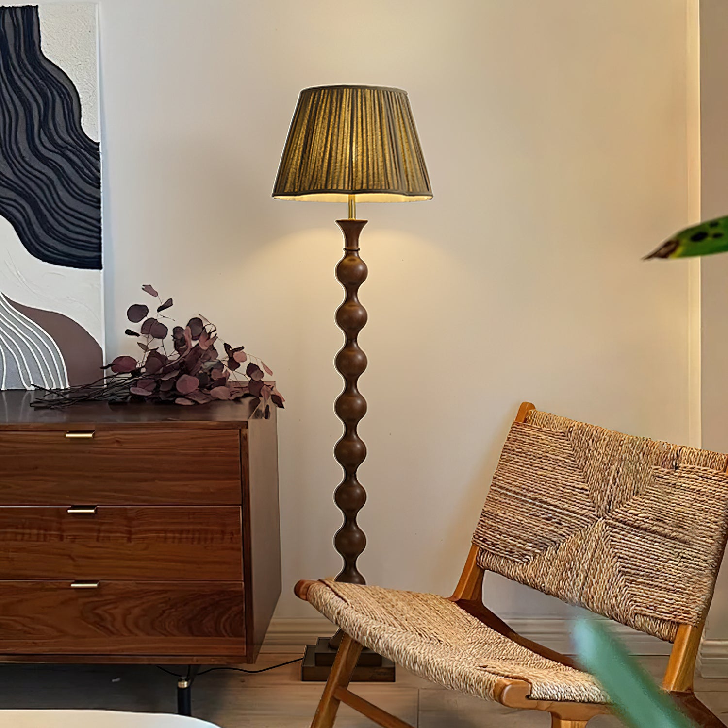Elegant Beaded Column Floor Lamp - Modern Home Decor for Living Room, Bedroom & Office - Stylish Lighting for Relaxation & Ambiance