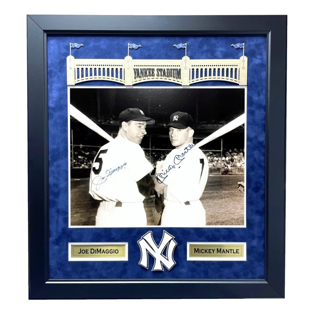 Authentic Mickey Mantle & Joe DiMaggio Autographed 16x20 Framed Photo with JSA COA - New York Yankees Memorabilia for Sports Collectors & Man Cave Decor