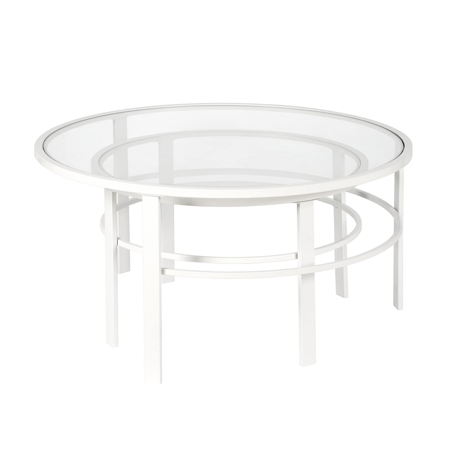 Henn&Hart White Round Nested Coffee Table - 36