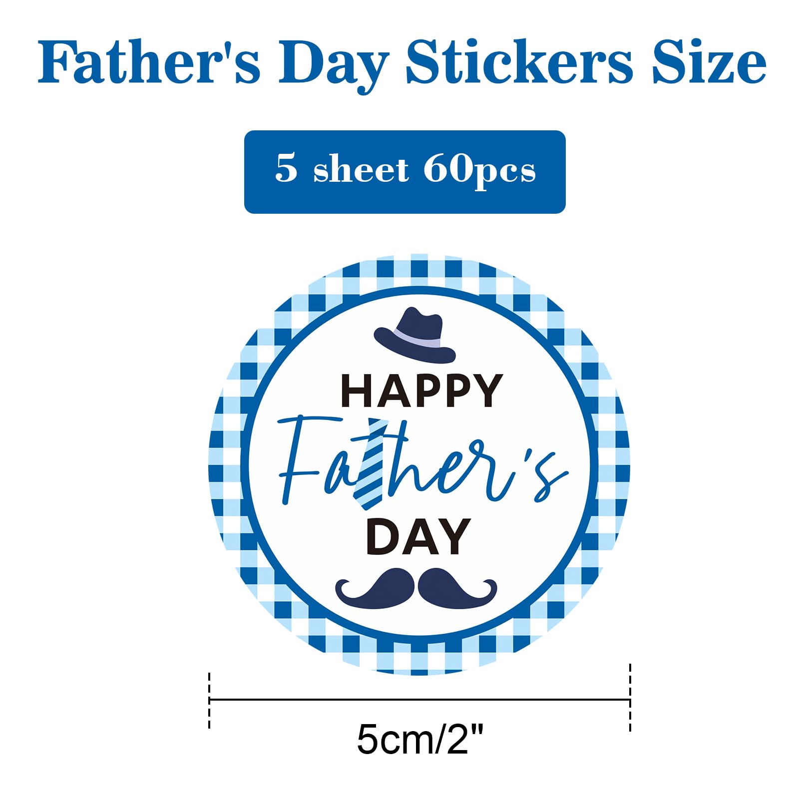 Joycraft 60Pcs Father's Day Stickers - 2 Inch Blue Personalized Labels for Gift Wrapping, DIY Cards, Crafts & Cookie Bags - Perfect for Father's Day Gifts, Party Favors & Scrapbooking