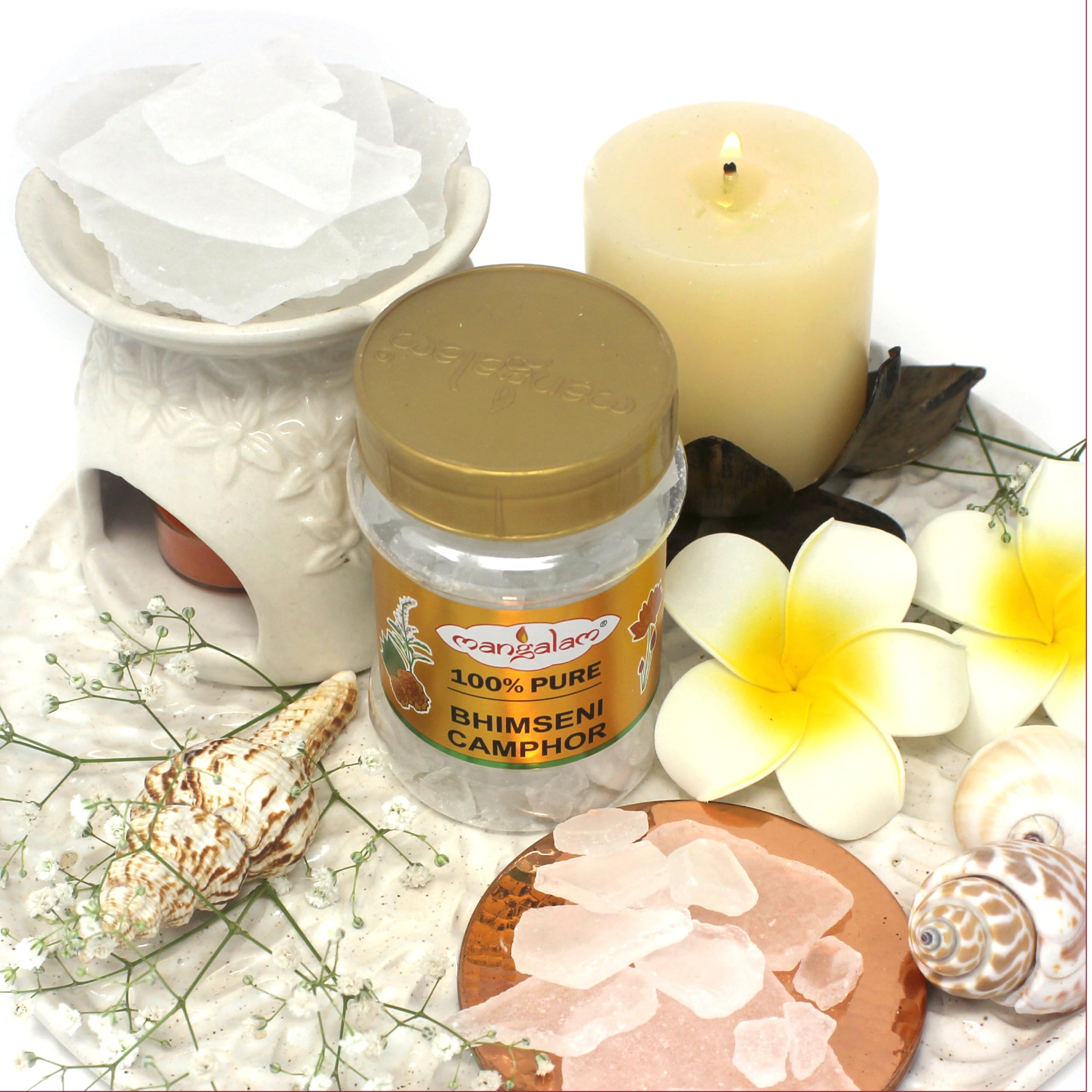 Pure Bhimseni Camphor 100g Jar | 100% Organic & Natural | Puja, Aromatherapy, Meditation, Home Fragrance | Long-Lasting Sweet Scent for Spiritual Ceremonies, Stress Relief & Air Purification