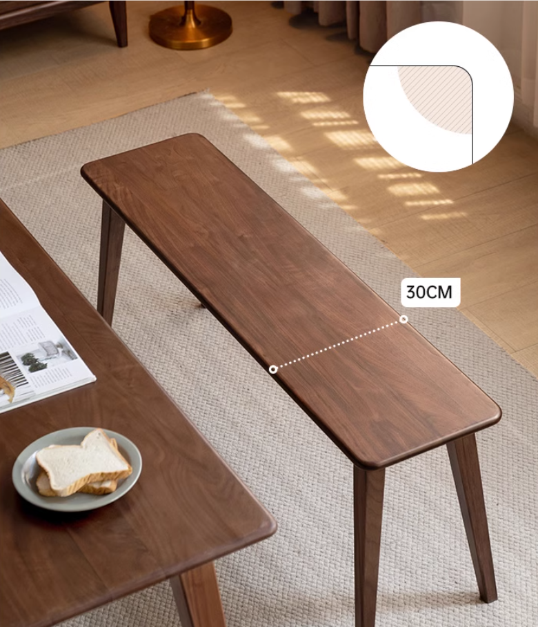 Solid Black Walnut Wood Modern Long Bench - Stylish Entryway, Dining Room, or Living Room Seating Furniture for Home Decor