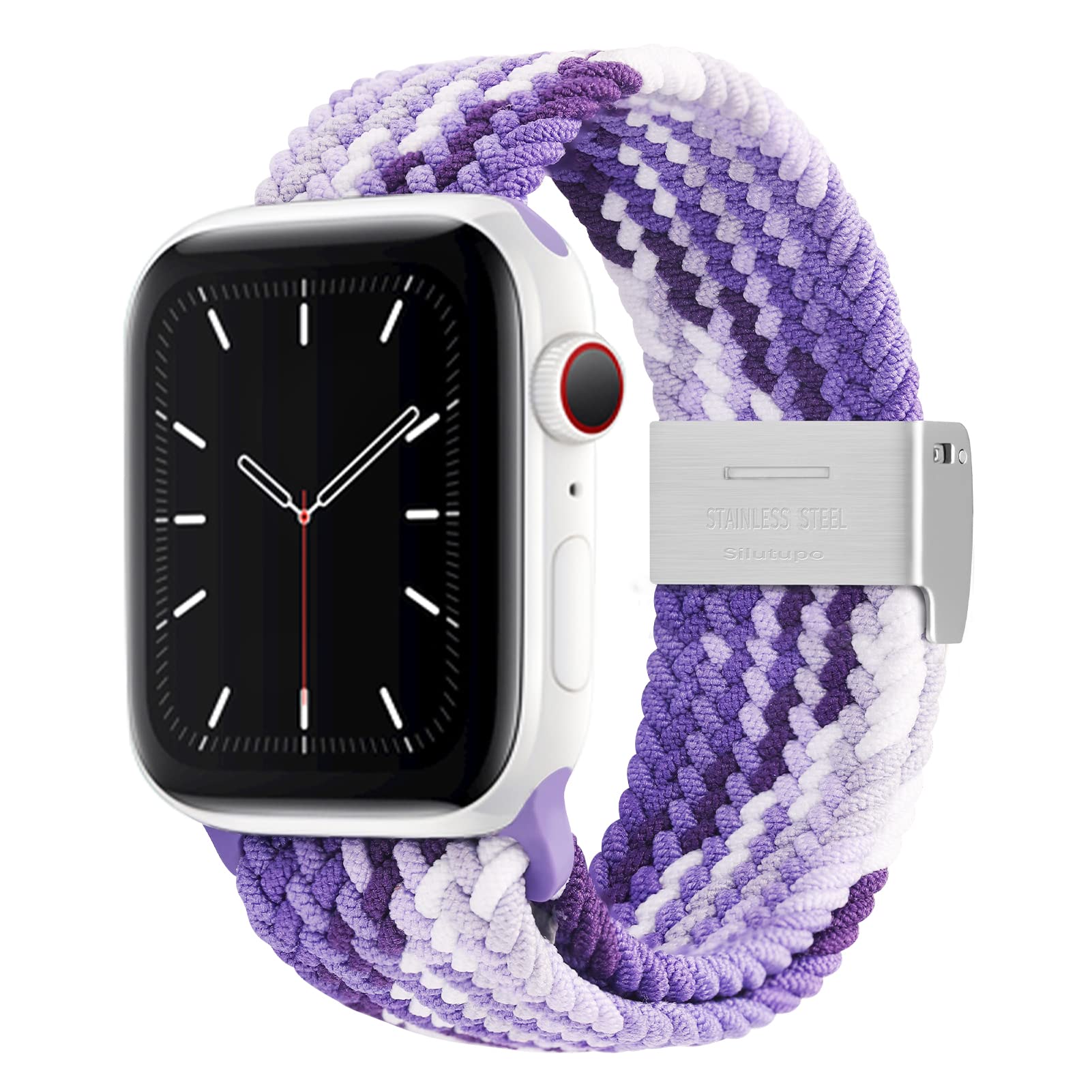 SILUTUPO Elastic Nylon Breathable Adjustable Apple Watch Band Compatible with 38mm 40mm 41mm 42mm 44mm 45mm 49mm iWatch Series 1/2/3/4/5/6/7/8/SE/Ultra - Lightweight Sport Strap for Men & Women - Perfect for Running, Workouts & Everyday Wear