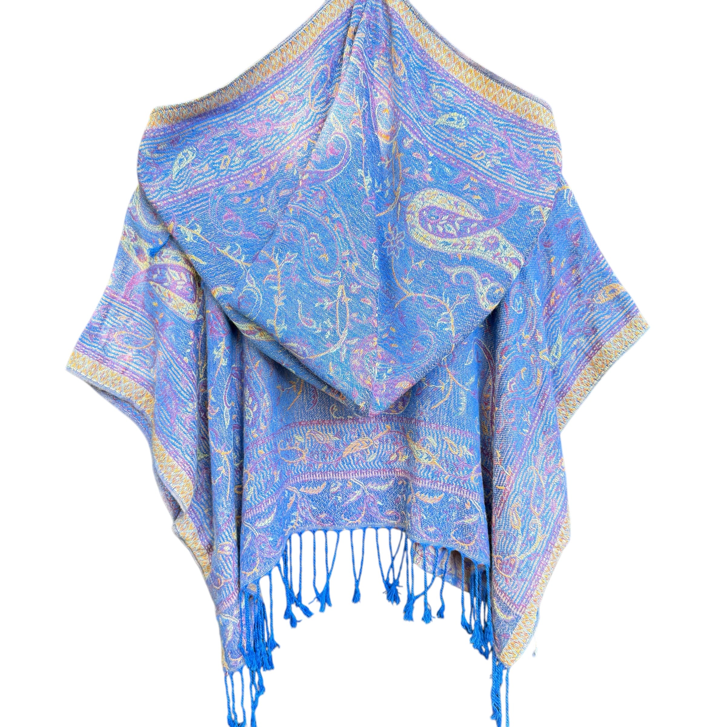 Royal Blue Pashmina Hooded Crop Top for Women - Soft & Stylish Winter Fashion - Perfect for Casual Outings, Layering & Cold Weather