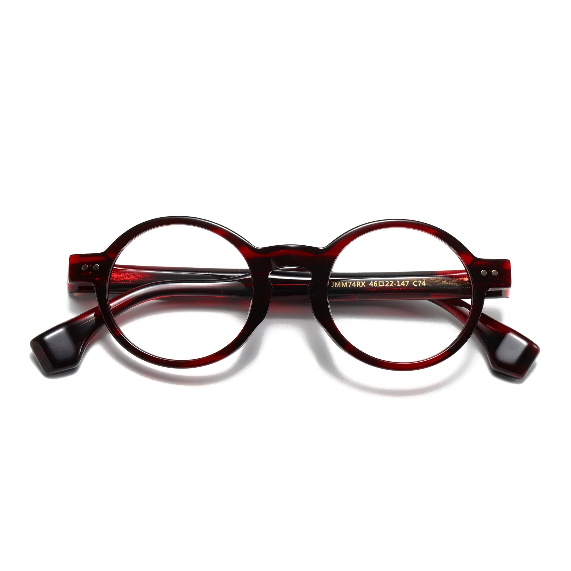 Stylish Unisex Acetate Full Rim Round Eyeglasses with Thick Temples 942741 - Perfect for Reading, Work, and Everyday Fashion Accessory