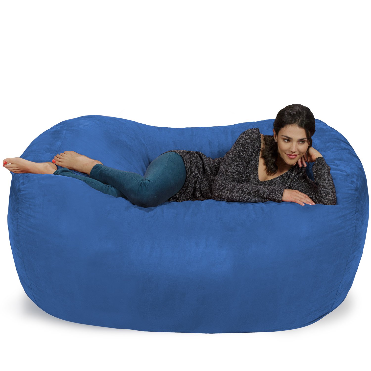 Chill Sack 6ft Memory Foam Bean Bag Chair - Oversized Lounger with Soft Microfiber Cover (Royal Blue) for Living Room, Bedroom, Game Room & Dorm - Comfortable Seating for Relaxing, Gaming & Movie Nights