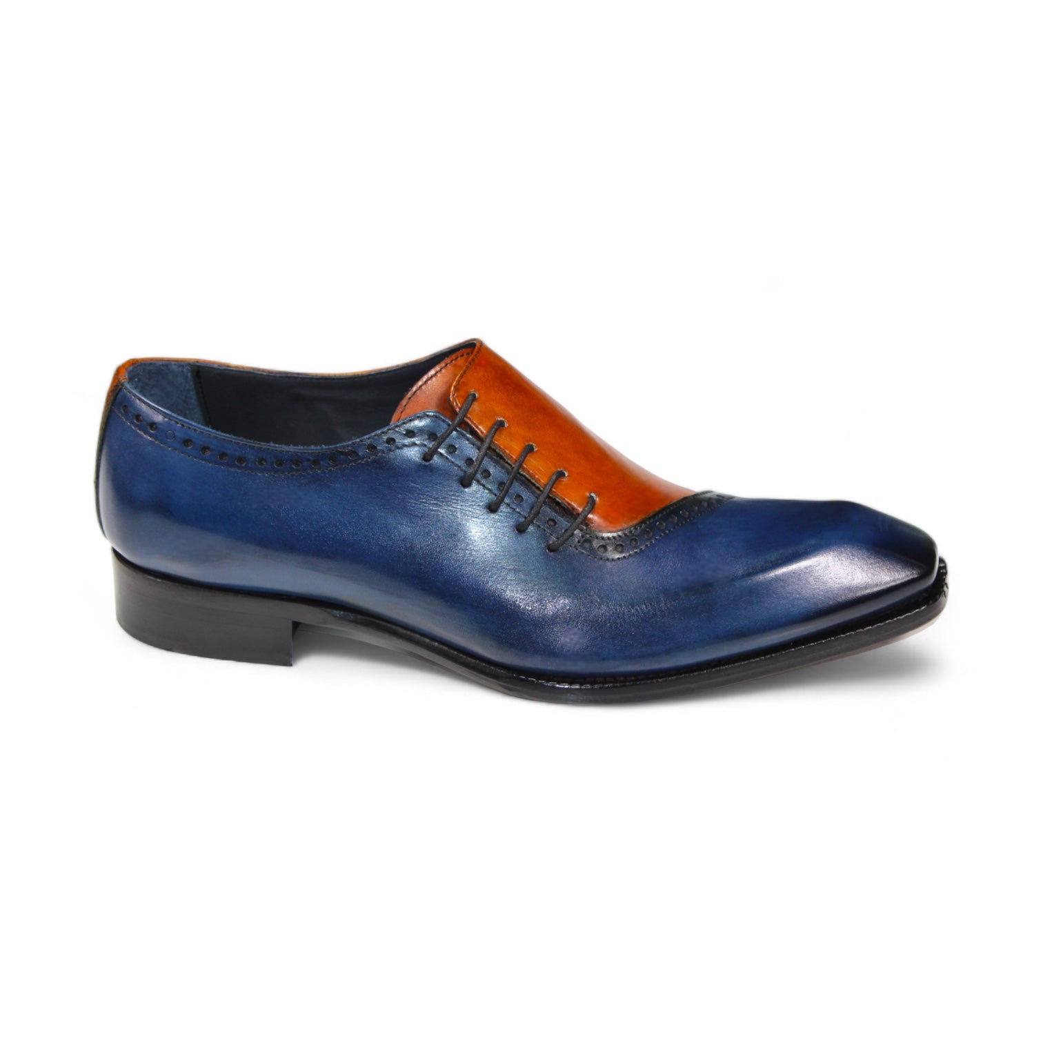 Duca Di Matiste Veroli Men's Dress Shoes - Navy & Gold Leather Oxfords for Formal Wear & Business Attire