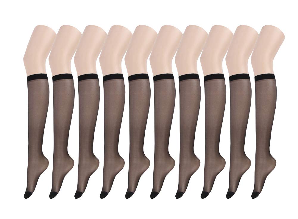 10 Pairs Women's Sheer Knee High Compression Stockings - Soft & Comfortable Pantyhose for Work, Travel & Everyday Wear