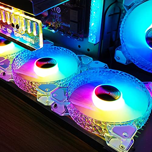 Coolmoon 120mm RGB PC Case Fan - Adjustable Diamond Design, Silent Cooling Computer Fan with Vibrant RGB Lighting (Set E) | Perfect for Gaming Rigs, Workstations & PC Builds
