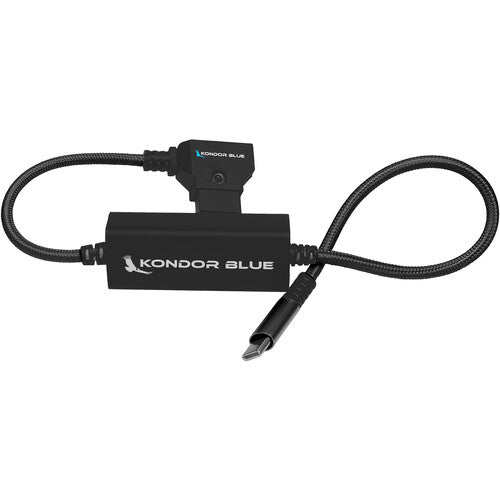 Kondor Blue D-Tap to USB-C Power Delivery Cable (16-Inch, Raven Black) - Charge Mirrorless Cameras On-The-Go for Vlogging & Photography