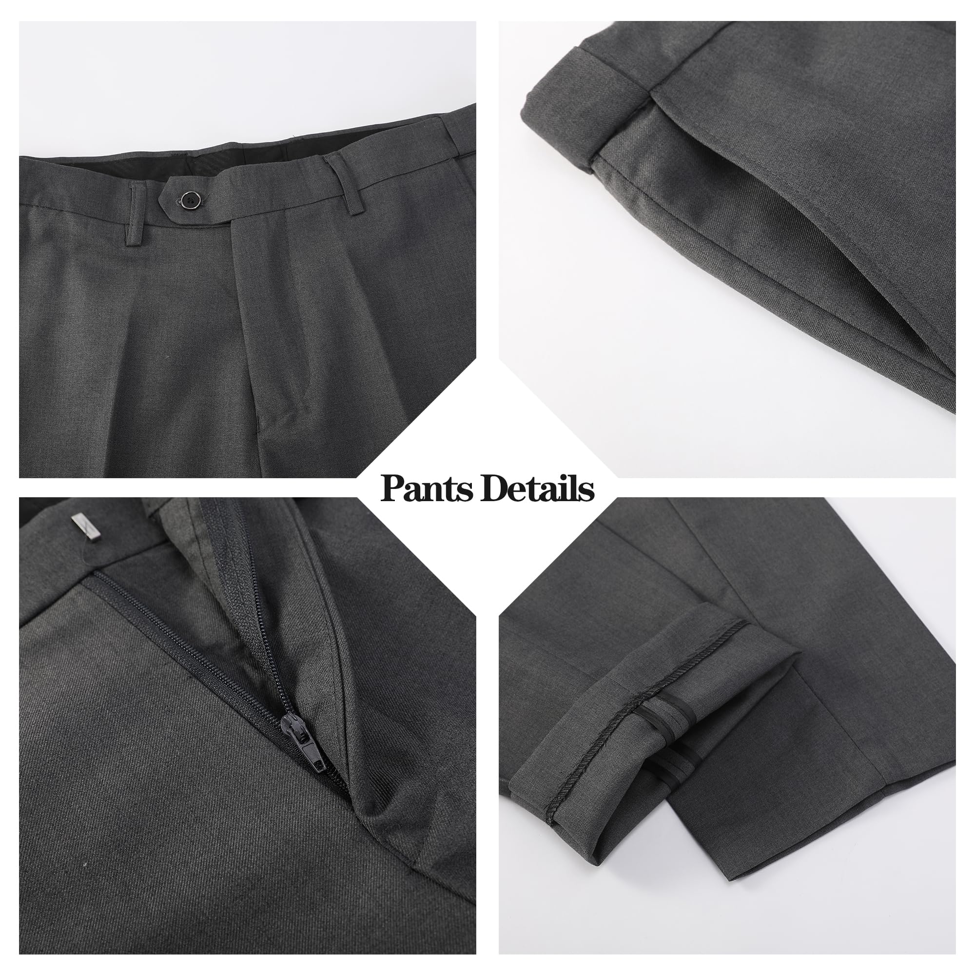Men's Slim Fit Tuxedo Suit 3-Piece Set - Wedding, Business & Formal Occasions | Dinner Jacket, Vest & Pants for Groom & Groomsmen | Perfect for Prom, Black Tie Events & Evening Parties