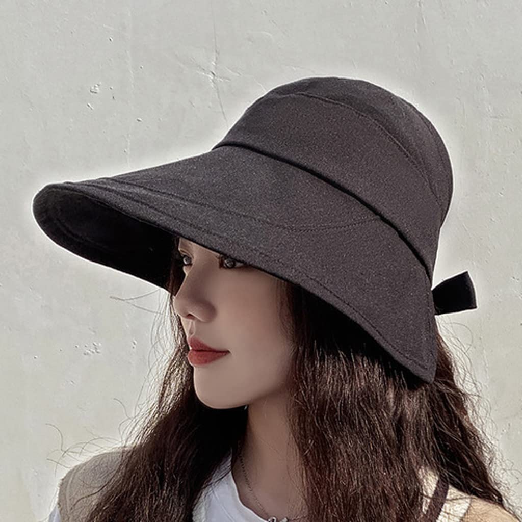 Women's Wide Brim Panama Sun Hat - UPF 50+ Summer Beach Visor Bucket Hat for Outdoor, Travel & Gardening (55-59cm, Color E)