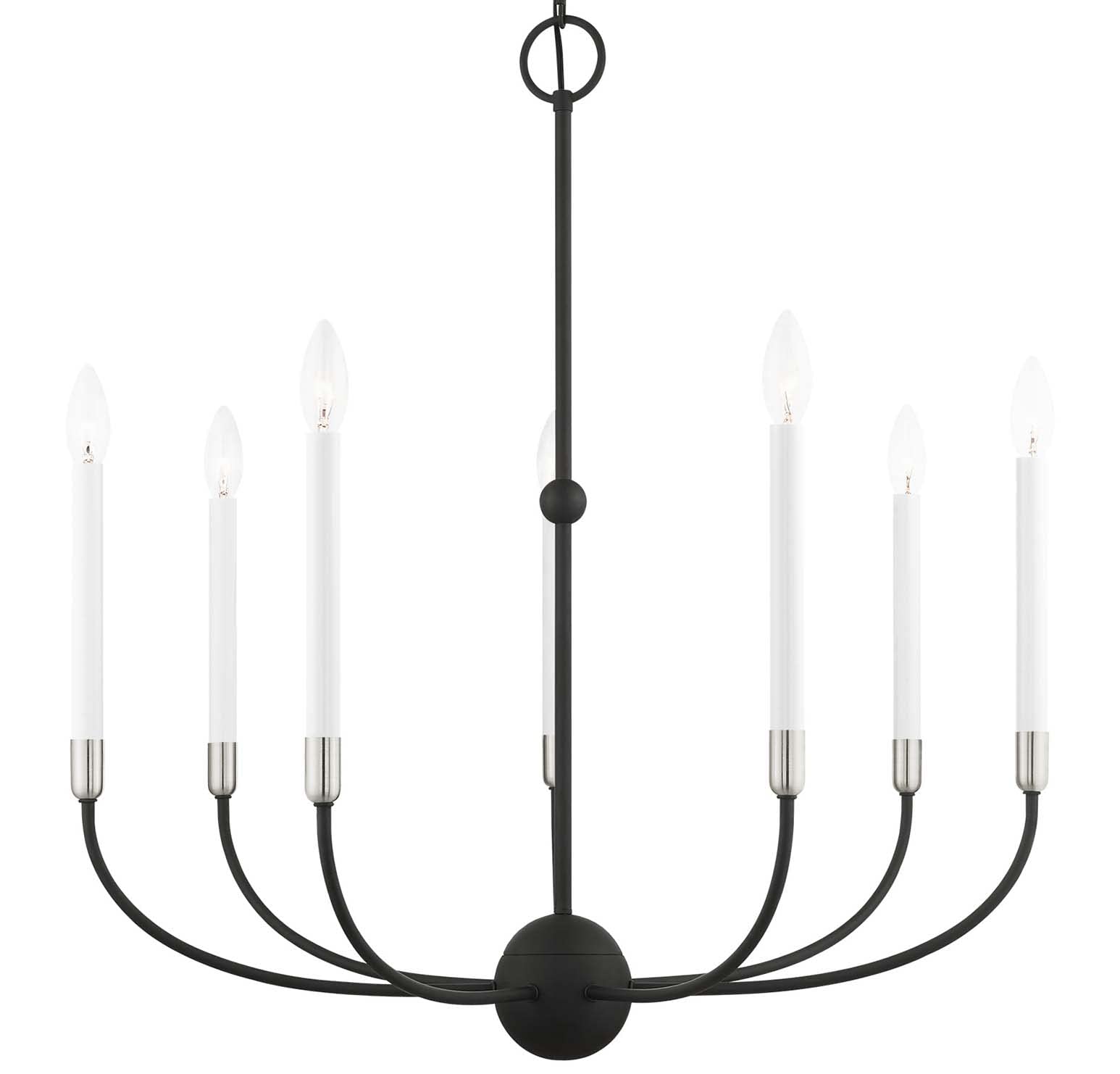 Livex Lighting 46067-04 7-Light Black Chandelier - Modern Crystal Ceiling Fixture for Dining Room, Bedroom & Living Room Decor