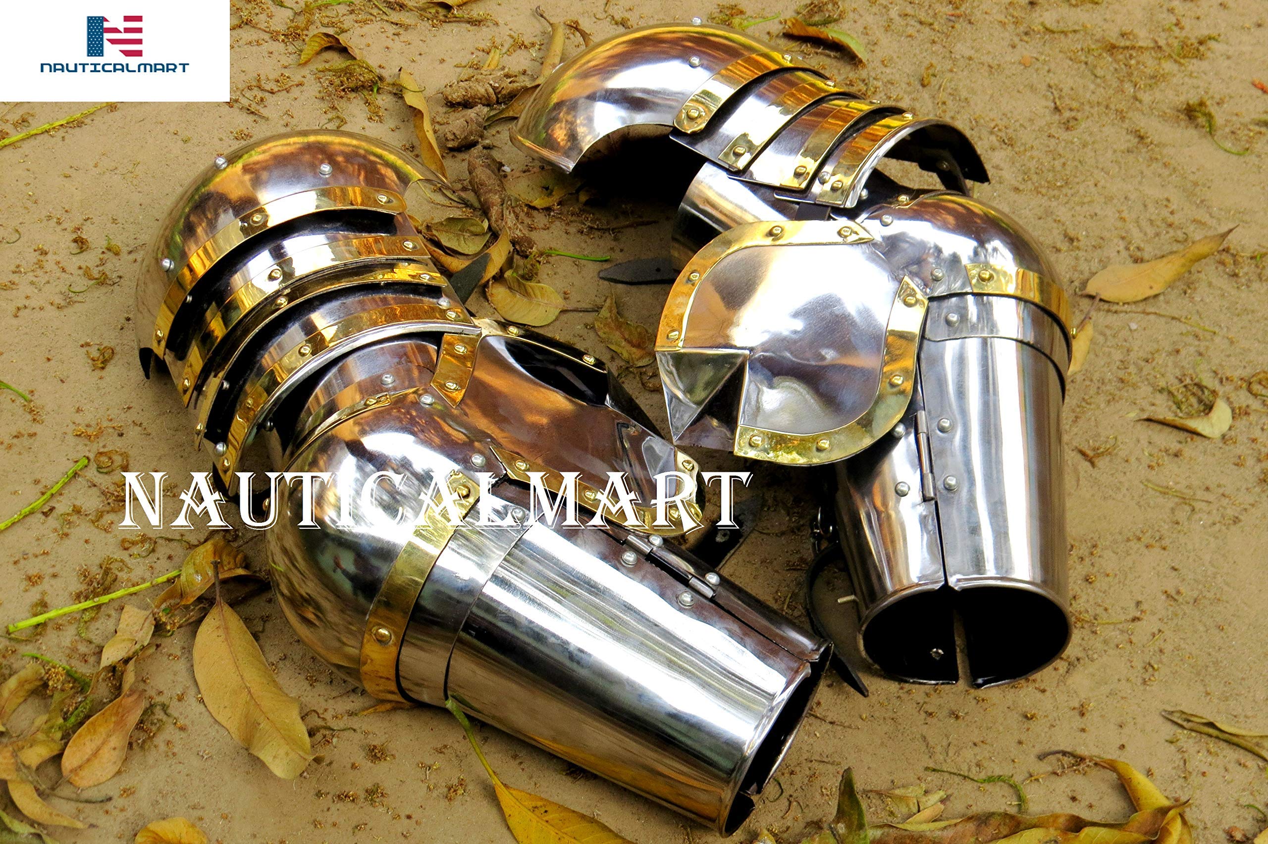 Medieval Steel Armor Arm Set - 14th Century Churburg Style Knight Gauntlets for LARP, Cosplay & Halloween Costume | Authentic Historical Reenactment Gear
