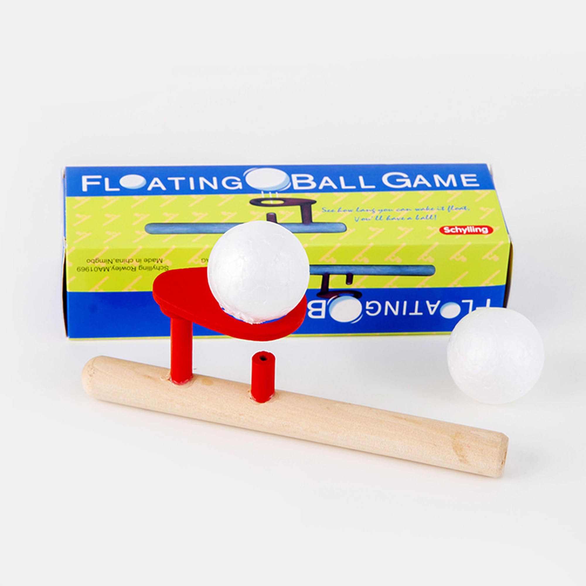 4 Pack Floating Blow Pipe Balls Game Set - Wooden Blowing Whistle Ball Toys for Kids & Adults - Classic Stress Relief Balance Blowing Toy for Toddlers - Perfect for Parties, Family Game Night & Classroom Activities
