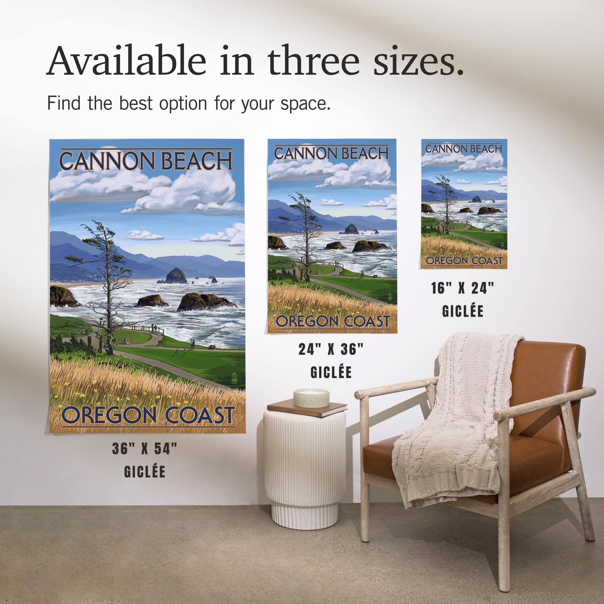 Lantern Press 16x24 Inch Giclee Print - Cannon Beach Oregon Coast Wall Art | Premium Canvas Landscape Painting for Home & Office Decor | Perfect for Living Room, Bedroom or Coastal Themed Spaces