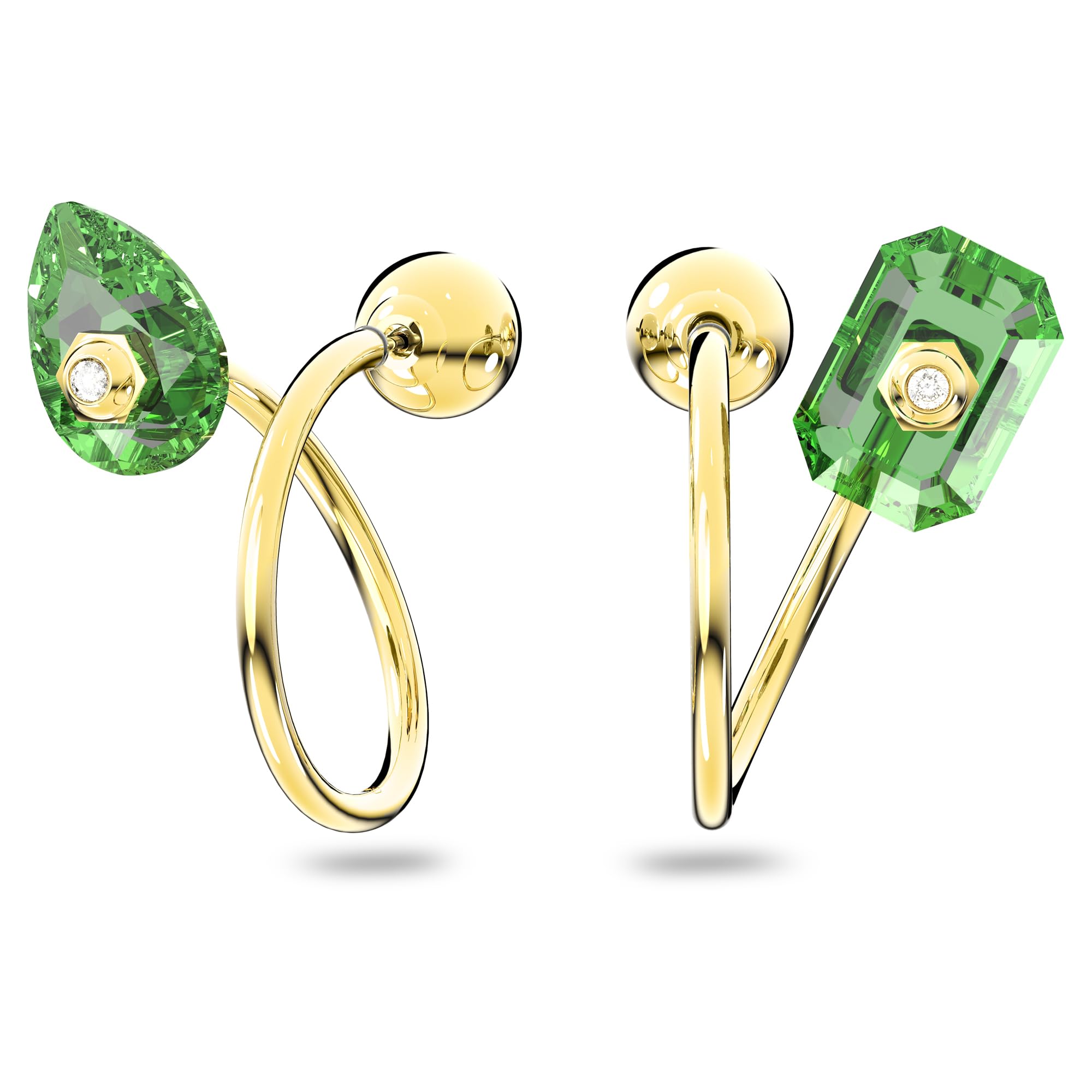 Swarovski Numina Earrings - Gold Tone Jewelry with Green & Clear Crystals | Elegant Dangle Earrings for Women, Perfect for Parties, Weddings & Special Occasions
