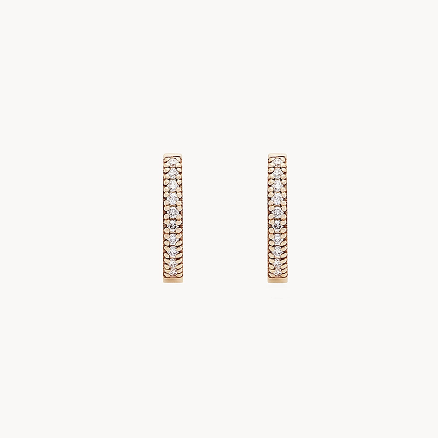 14K Yellow Gold Shine On Diamond Huggie Hoop Earrings with White Diamonds - Perfect for Everyday Wear, Parties & Special Occasions