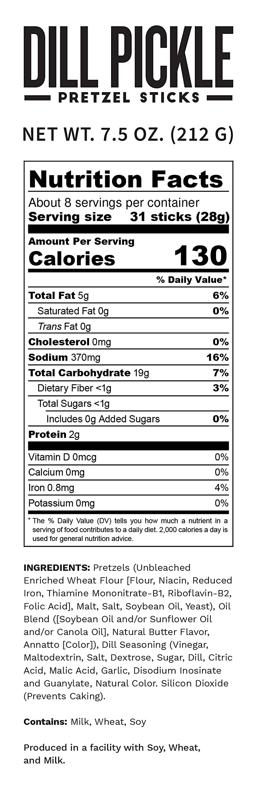 Pop Daddy Flavored Pretzel Sticks - Healthy Gourmet Snacks, 7.5oz Bags (Pack of 3) - Dill Pickle Flavor - Perfect for Office Snacking, Movie Nights & Road Trips