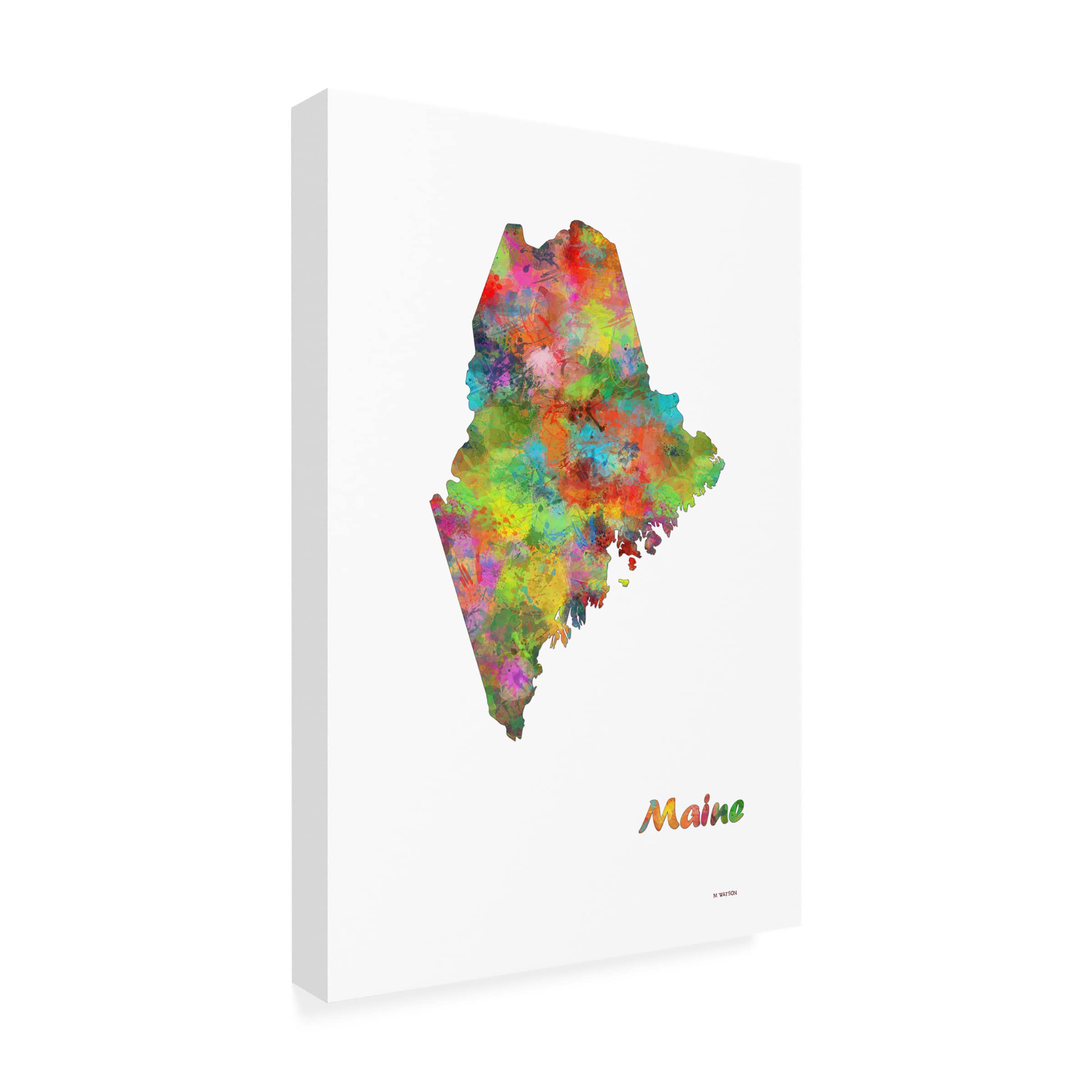 Maine State Map Canvas Art Print by Marlene Watson - 16x24 Inch Wall Decor for Home, Office & Gifts - Perfect for Coastal & New England Inspired Interiors