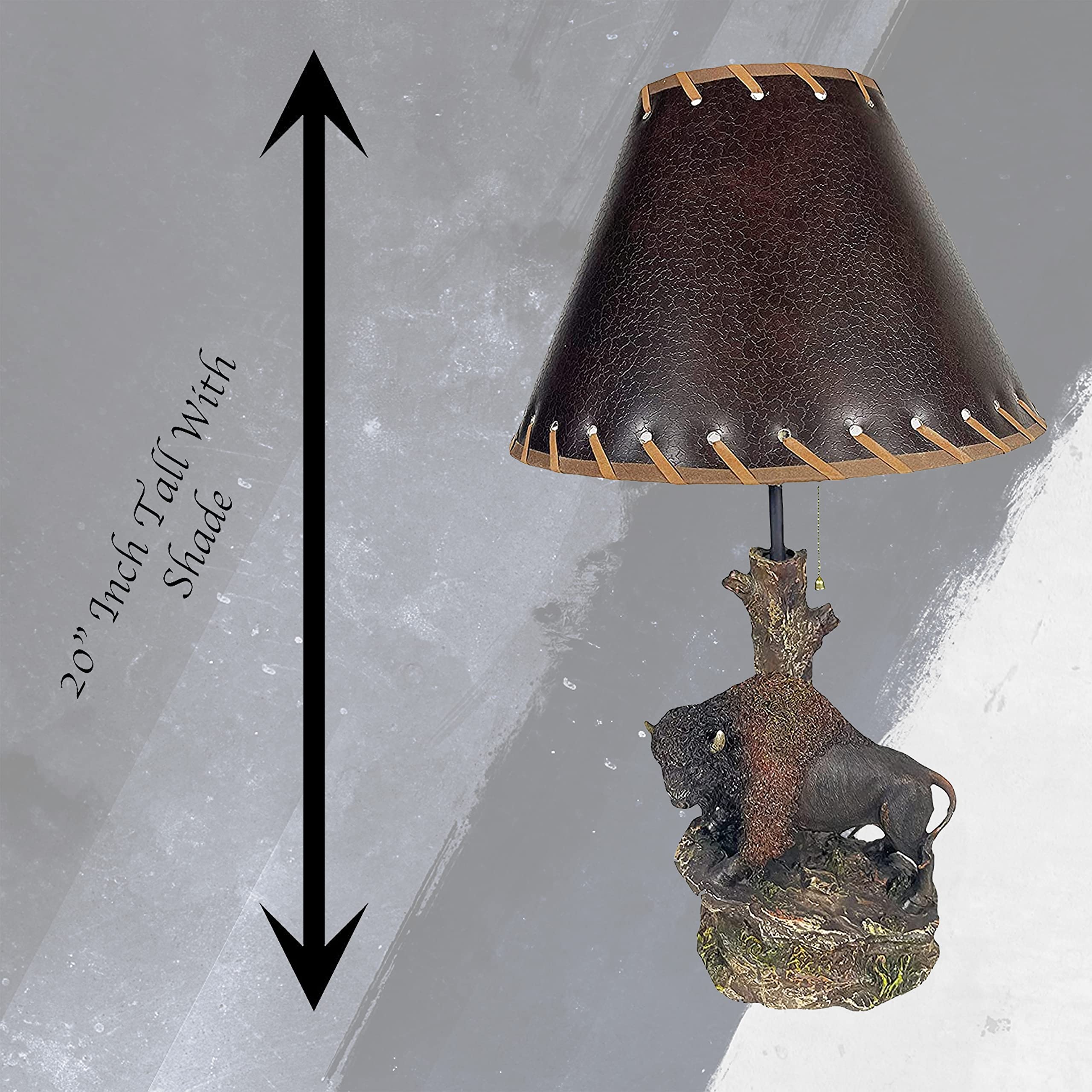 Western Cowboy Buffalo Table Lamp - End Table Nightstand Light for Living Room, Bedroom & Office - Rustic American Buffalo Decor - Perfect for Ranch, Cabin & Western Home Decor
