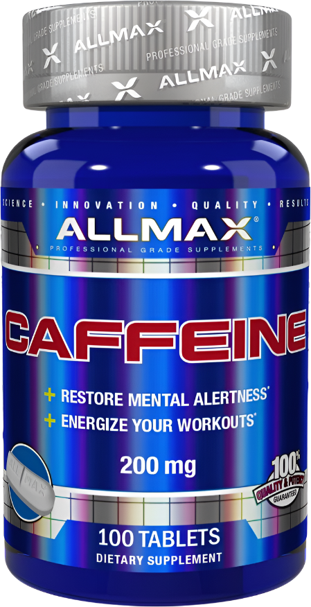 AllMax Nutrition Caffeine Tablets 200mg - 100 Count | Energy Boost for Workouts, Study & Focus | Premium Stimulant Supplement for Athletes & Professionals