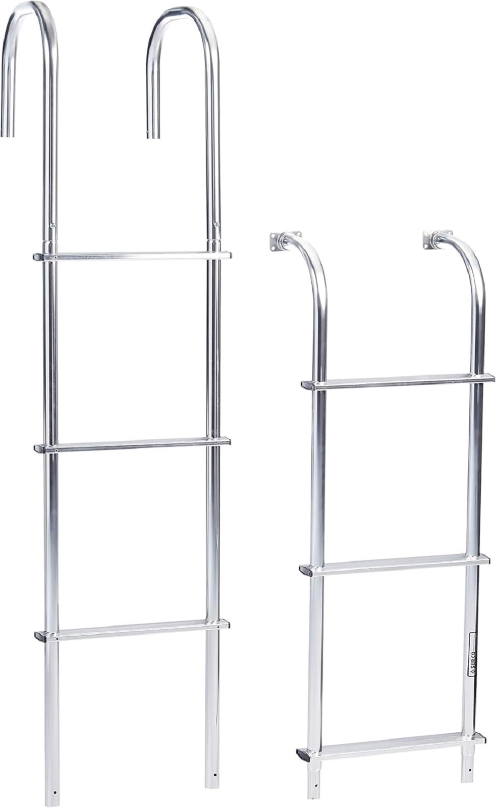 Universal 501L RV Motorhome Hinged Aluminum Exterior Ladder - Fits All RV Models & Makes | Brite Dipped Polished Finish | Perfect for RV Roof Access & Maintenance