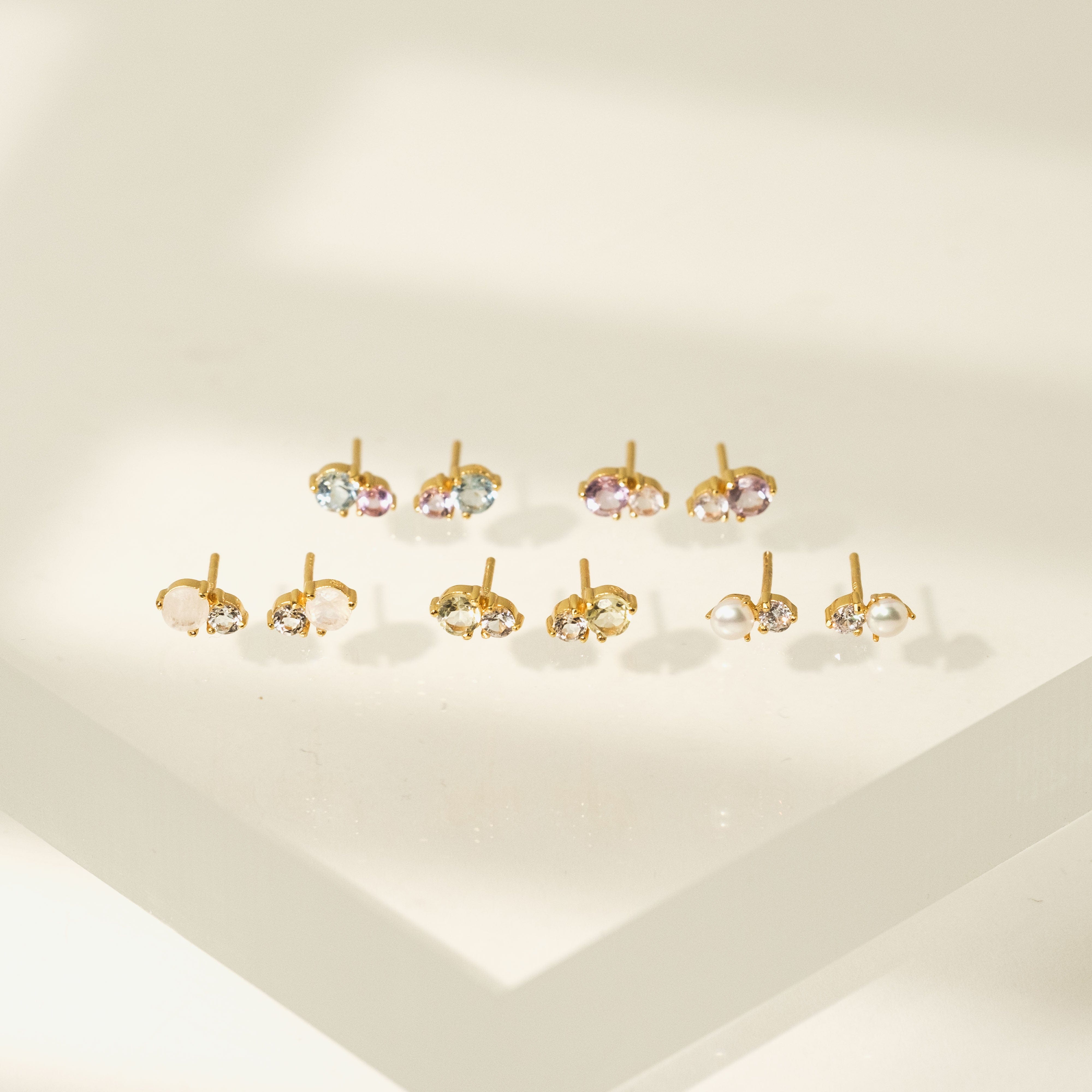 Luma Gemstone Stud Earrings for Women - 14K Gold Plated Cubic Zirconia Earrings | Perfect for Everyday Wear, Gift Giving & Special Occasions