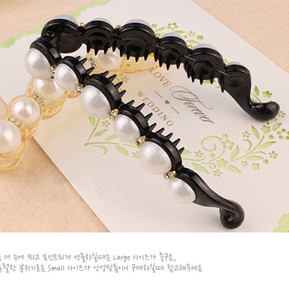 Ruihfas Fashion 2-Piece Rhinestone Banana Clip Set - Elegant Artificial Pearl Hair Clips for Ponytails & Updos | Perfect for Weddings, Parties & Everyday Glam