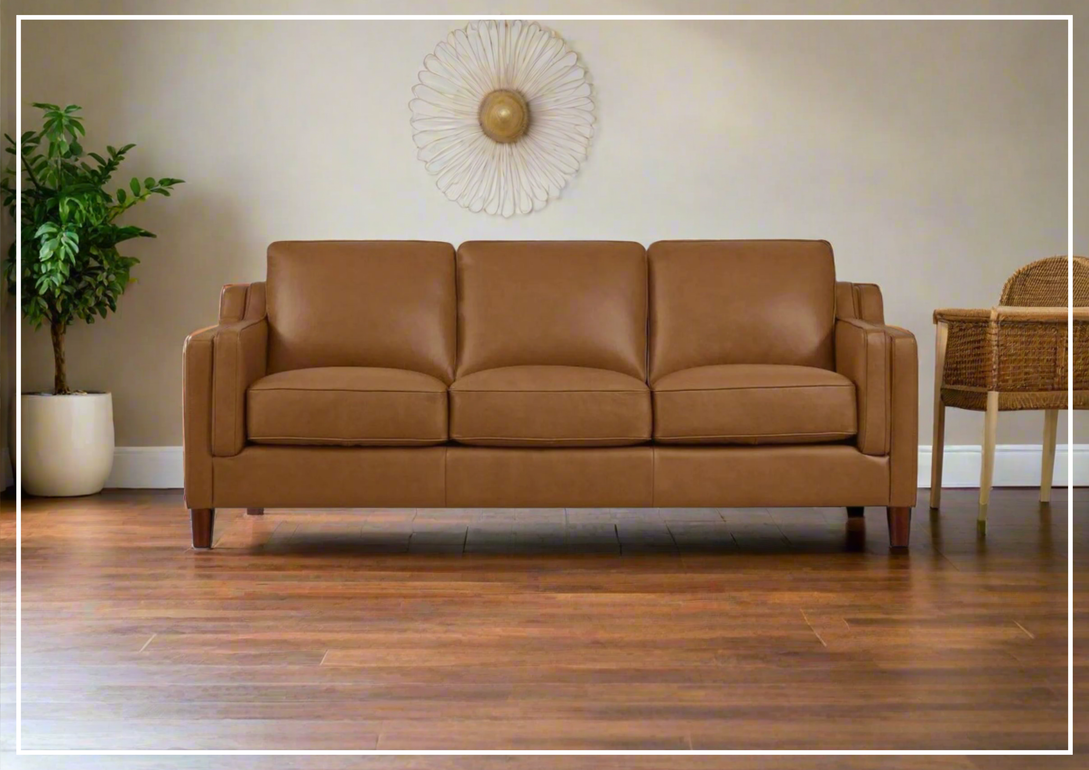 Hydeline Bella 3-Seater Leather Sofa with Track Arms - Modern Living Room Furniture for Home & Office Comfort | Perfect for Lounging, Entertaining & Small Spaces