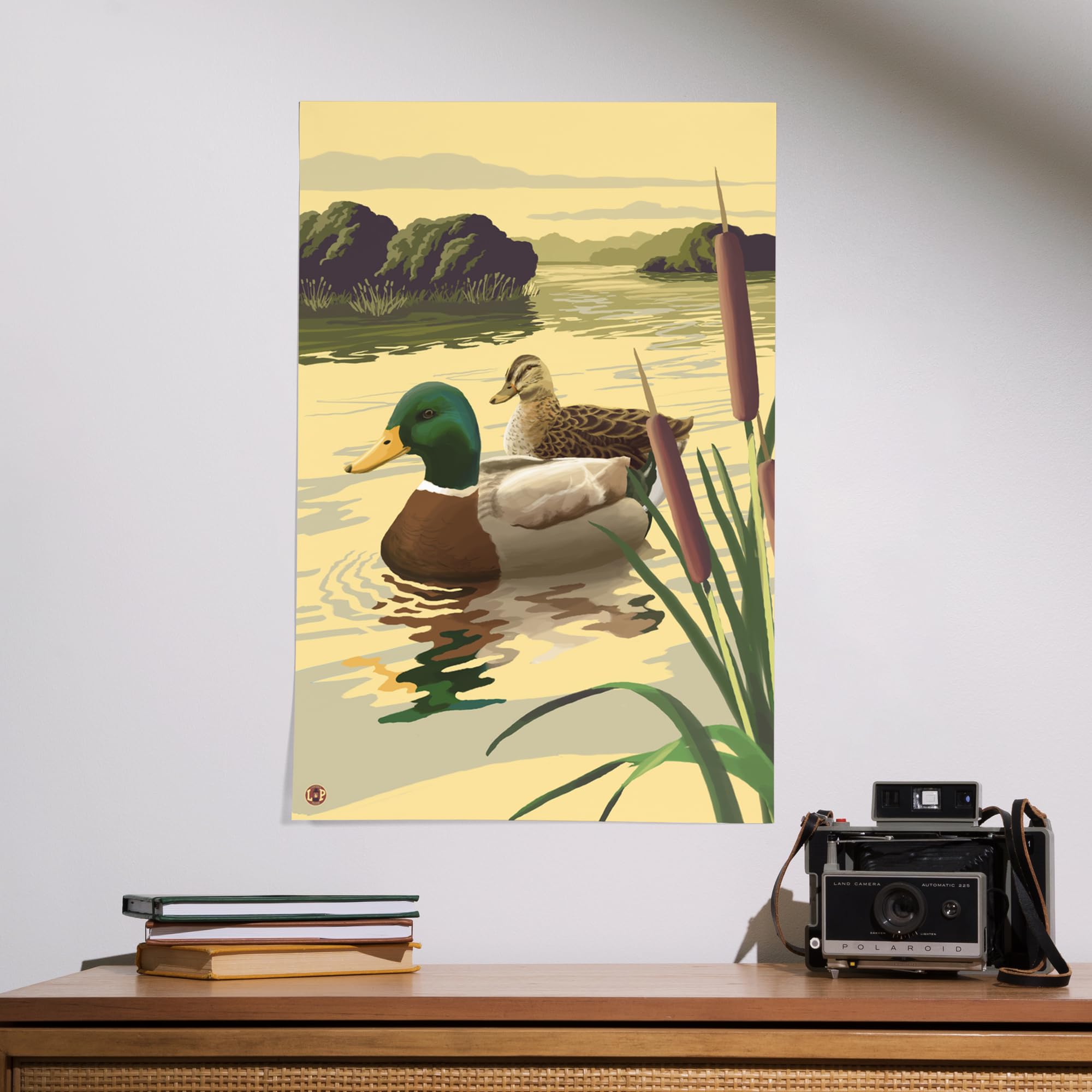 Lantern Press 16x24 Inch Giclee Art Print - Mallard Ducks Wall Decor for Living Room, Bedroom & Office | Premium Canvas Painting for Home & Office Decoration